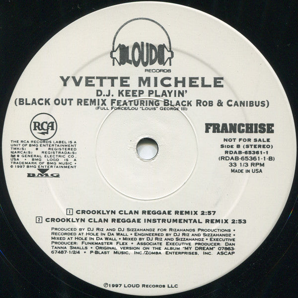 Yvette Michele : D.J. Keep Playin' (Blackout Remix) (12", Promo)