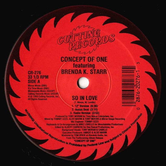 Concept Of One Featuring Brenda K. Starr : So In Love (12")