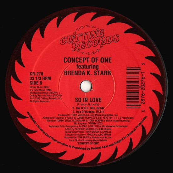 Concept Of One Featuring Brenda K. Starr : So In Love (12")