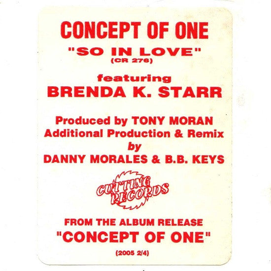 Concept Of One Featuring Brenda K. Starr : So In Love (12")