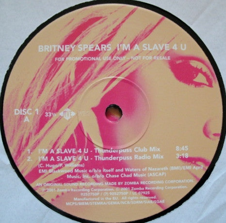 Britney Spears : I'm A Slave 4 U (2x12", Promo)