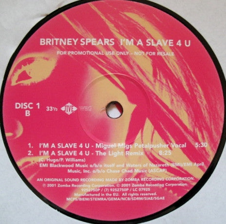 Britney Spears : I'm A Slave 4 U (2x12", Promo)