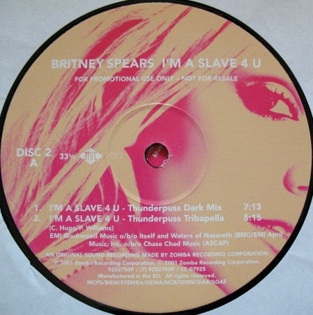 Britney Spears : I'm A Slave 4 U (2x12", Promo)