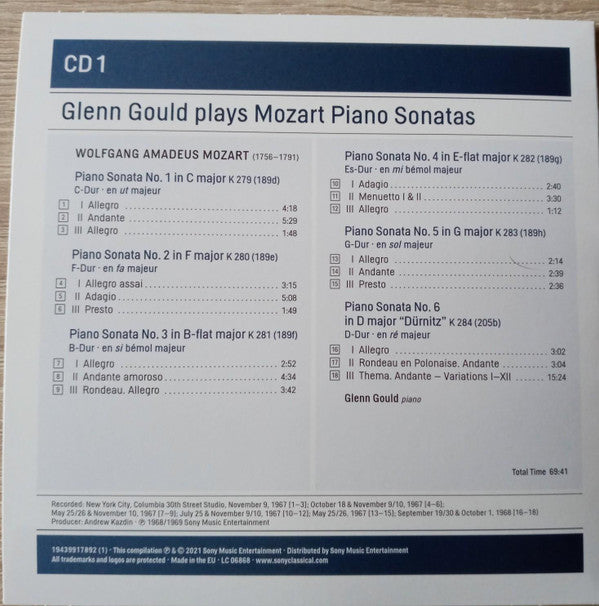 Glenn Gould, Wolfgang Amadeus Mozart : Glen Gould Plays Mozart Piano Sonatas (4xCD, Comp, RE, Box)