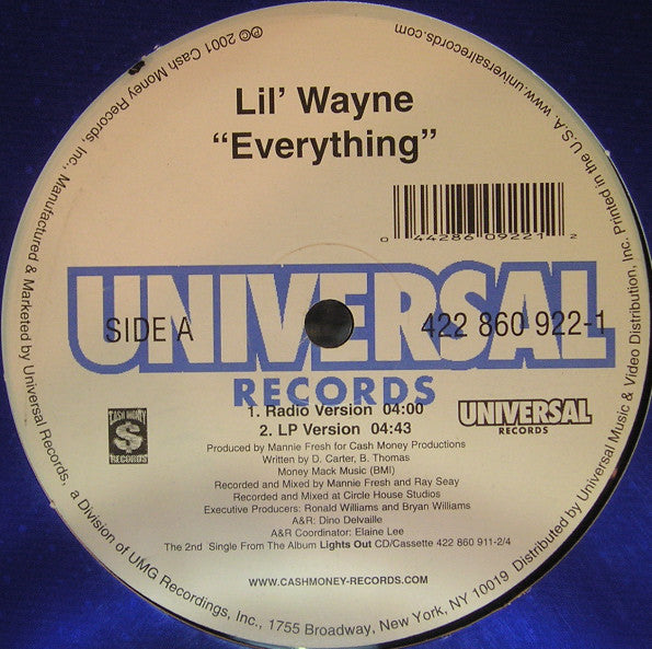 Lil Wayne : Everything (12", Single)