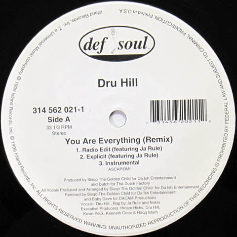 Dru Hill : You Are Everything (Remix) (12")