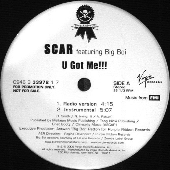 Scar (2) : U Got Me!!! (12", Promo)