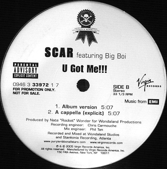 Scar (2) : U Got Me!!! (12", Promo)