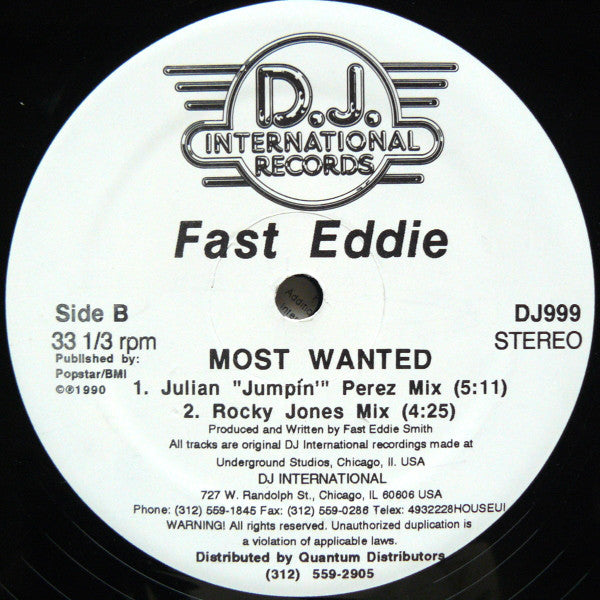 "Fast" Eddie Smith : Most Wanted (12")