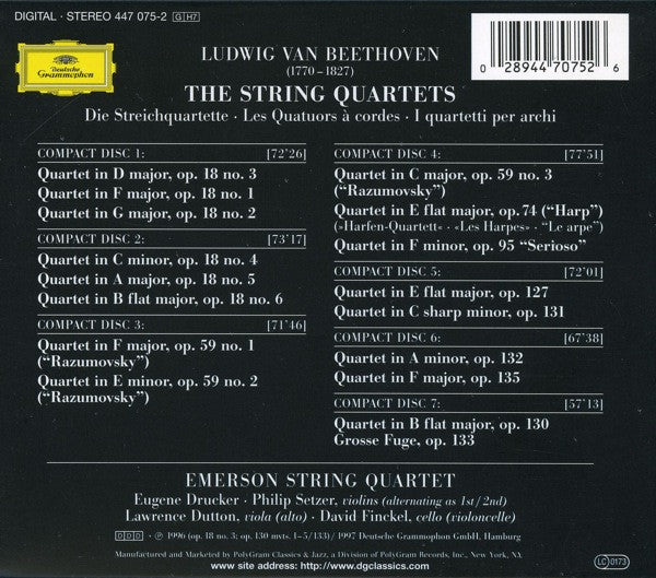 Ludwig van Beethoven - Emerson String Quartet : The String Quartets (7xCD, Album)