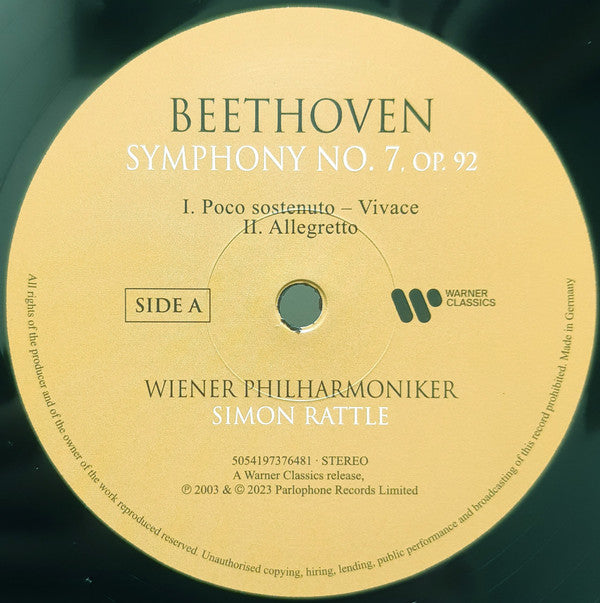 Ludwig van Beethoven, Wiener Philharmoniker, Sir Simon Rattle : Symphony No. 7 (LP, RE, 180)