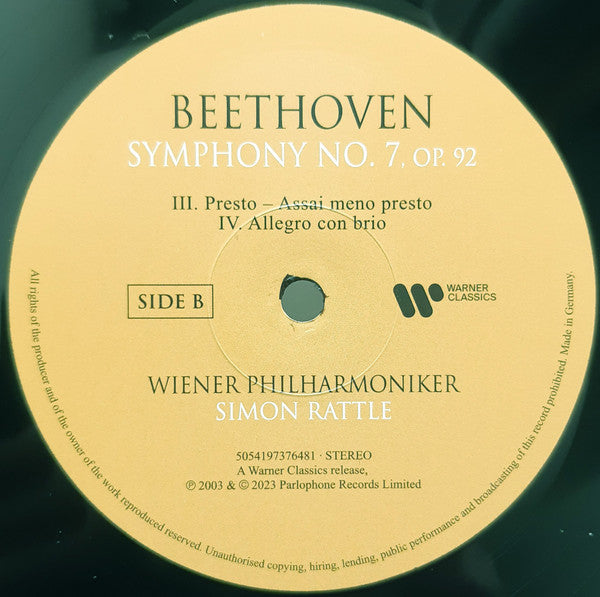 Ludwig van Beethoven, Wiener Philharmoniker, Sir Simon Rattle : Symphony No. 7 (LP, RE, 180)