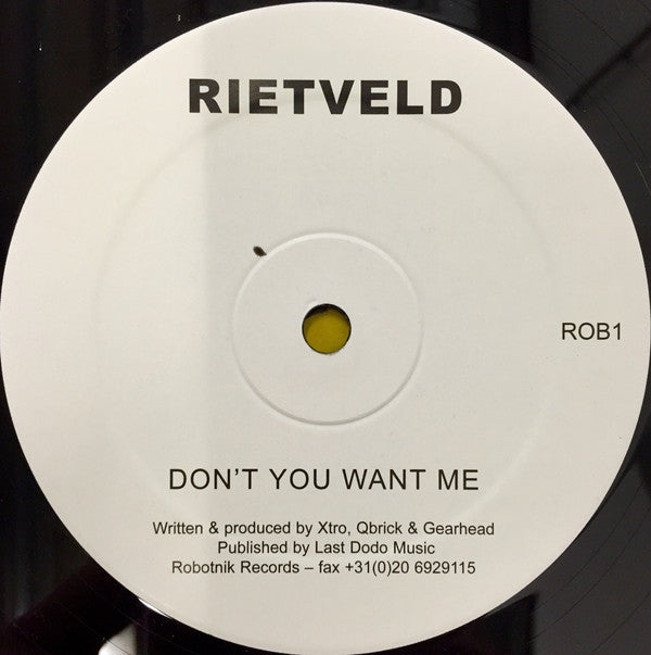 Rietveld : Don't You Want Me (12", Promo, W/Lbl)