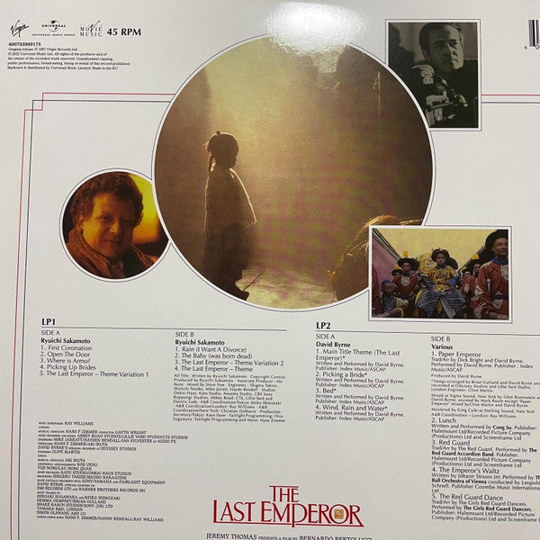 Ryuichi Sakamoto, David Byrne And Cong Su : The Last Emperor (2xLP, Album, Ltd, RE, Fir)