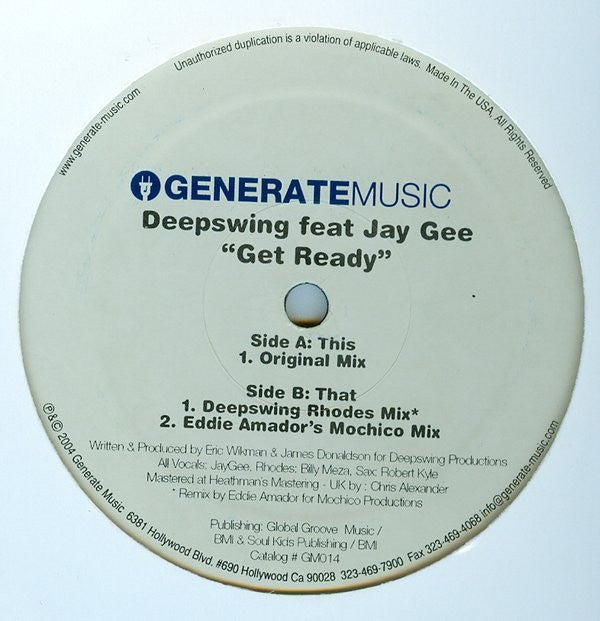 Deep Swing Feat Jay Gee : Get Ready (12")