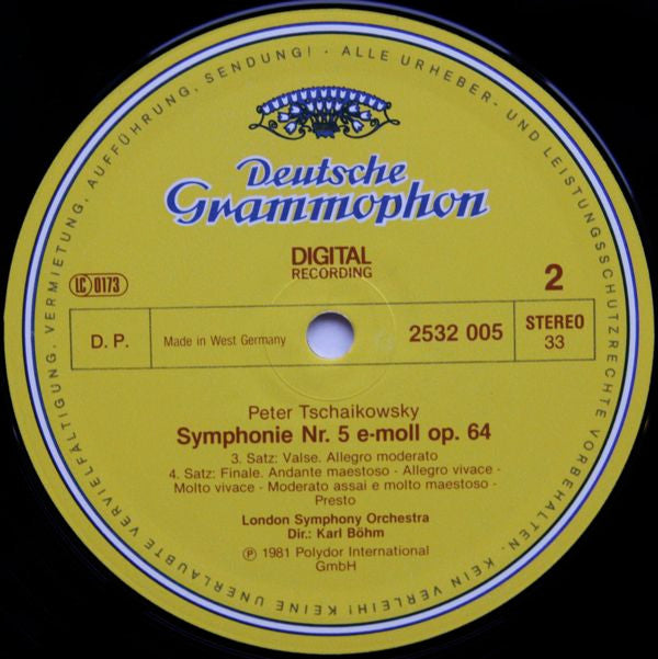 Pyotr Ilyich Tchaikovsky, The London Symphony Orchestra, Karl Böhm : Symphonie No.5 (LP, Album)