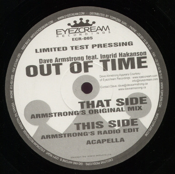 Dave Armstrong Feat. Ingrid Hakanson : Out Of Time (12", Ltd, TP)