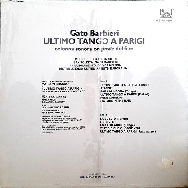 Gato Barbieri : Ultimo Tango A Parigi (Colonna Sonora Originale Del Film) (LP, RE)