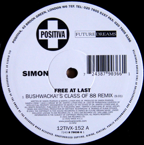 Simon : Free At Last (Remixes) (12")