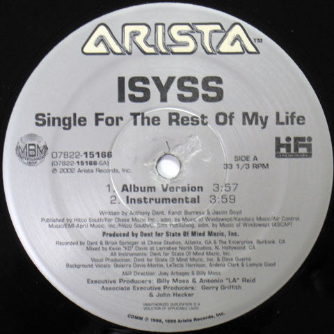 Isyss : Single For The Rest Of My Life (12")