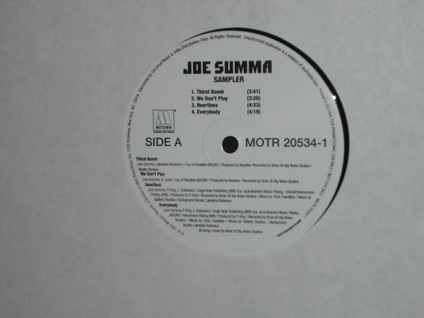 Joe Summa : Sampler (12", Promo, Smplr)