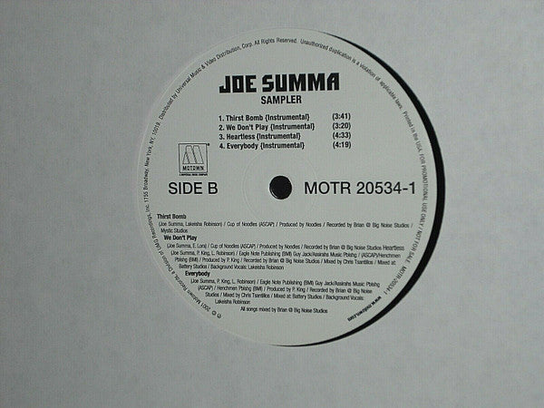 Joe Summa : Sampler (12", Promo, Smplr)