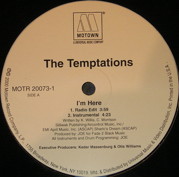 The Temptations : I'm Here (12")