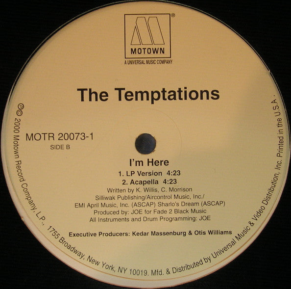 The Temptations : I'm Here (12")