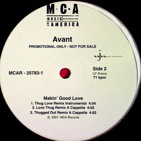 Avant (2) Featuring Bone Thugs-N-Harmony : Makin' Good Love (Thug Love Remixxx) (12", Promo)