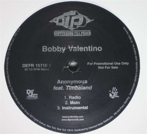 Bobby Valentino (2) Feat. Timbaland : Anonymous (12", Promo)