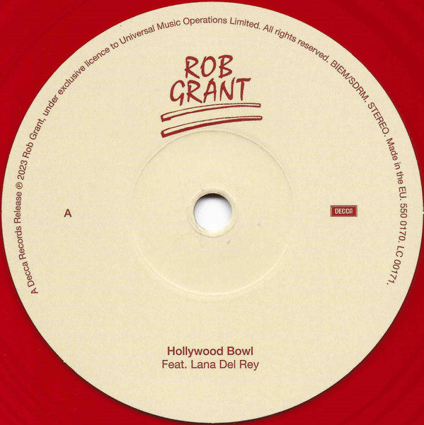 Rob Grant (12) Featuring Lana Del Rey : Hollywood Bowl (7", Single, Red)