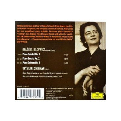 Grażyna Bacewicz, Krystian Zimerman, Kaja Danczowska, Agata Szymczewska, Ryszard Groblewski, Rafał Kwiatkowski : Piano Sonata 2 | Piano Quintets 1 & 2 (CD, Album)