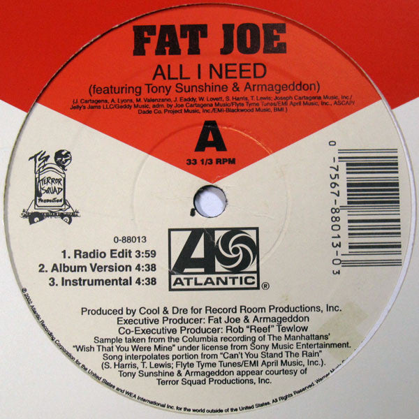 Fat Joe : All I Need / Take A Look At My Life (12")