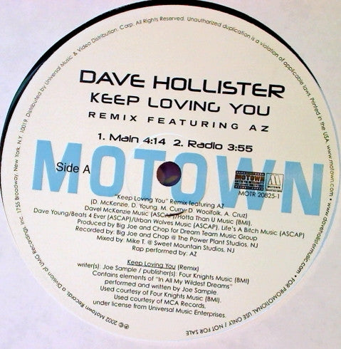 Dave Hollister feat. AZ : Keep Loving You (Remix) (12", Promo)