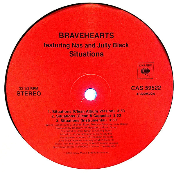 Bravehearts Featuring Nas And Jully Black : Situations (12")