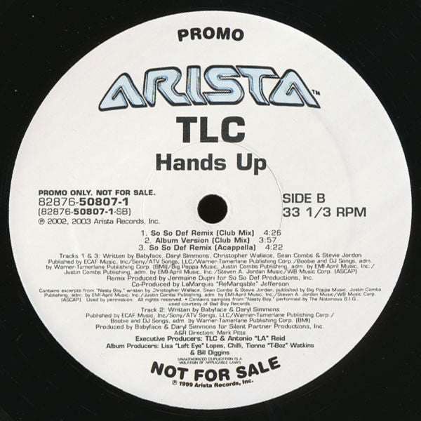 TLC : Hands Up (12", Promo)