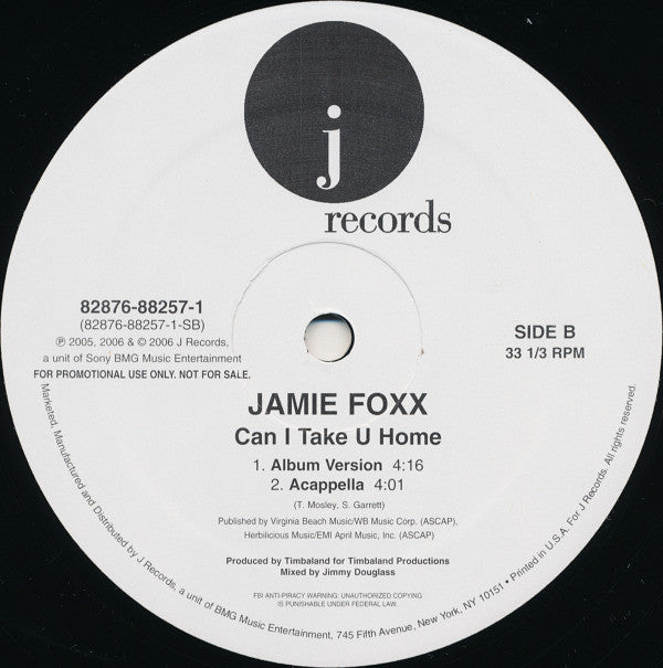 Jamie Foxx : Can I Take U Home (12", Promo)