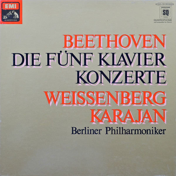 Beethoven*, Weissenberg*, Karajan*, Berliner Philharmoniker : Die Fünf Klavier Konzerte (4xLP, Quad + Box)