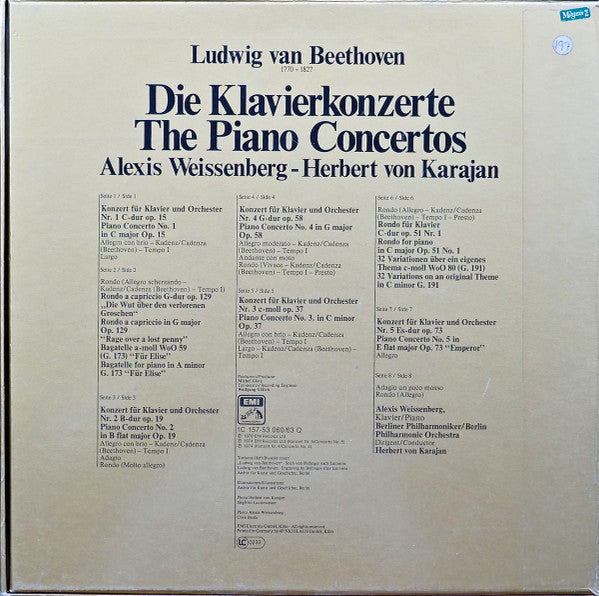 Beethoven*, Weissenberg*, Karajan*, Berliner Philharmoniker : Die Fünf Klavier Konzerte (4xLP, Quad + Box)