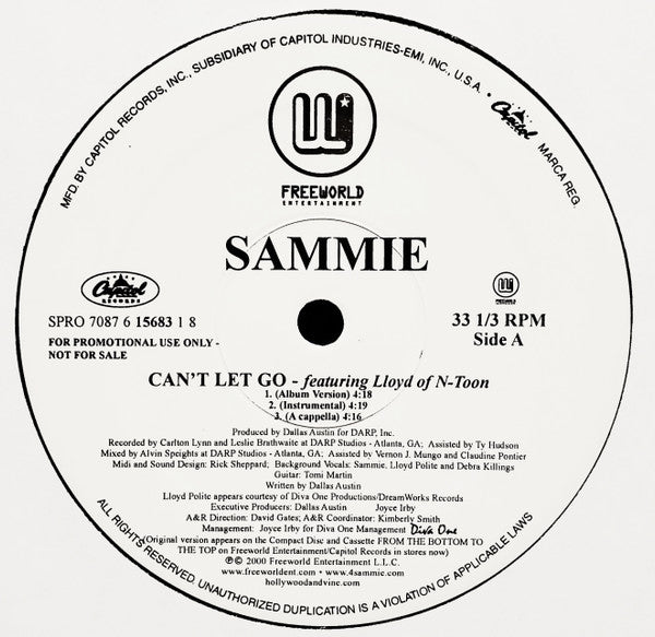 Sammie Feat. Lloyd : Can't Let Go (12", Single, Promo)