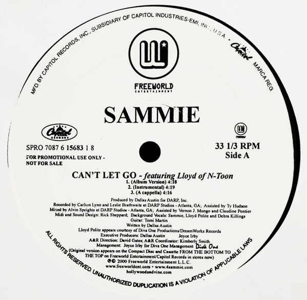 Sammie Feat. Lloyd : Can't Let Go (12", Single, Promo)