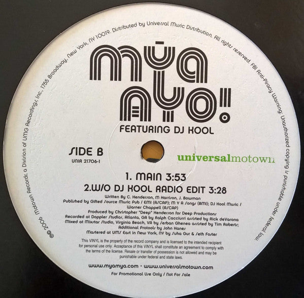 Mya Featuring. DJ Kool : Ayo! (12", Promo)