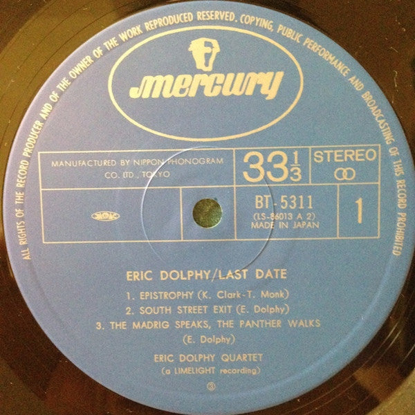 Eric Dolphy : Last Date (LP, Album, RE)