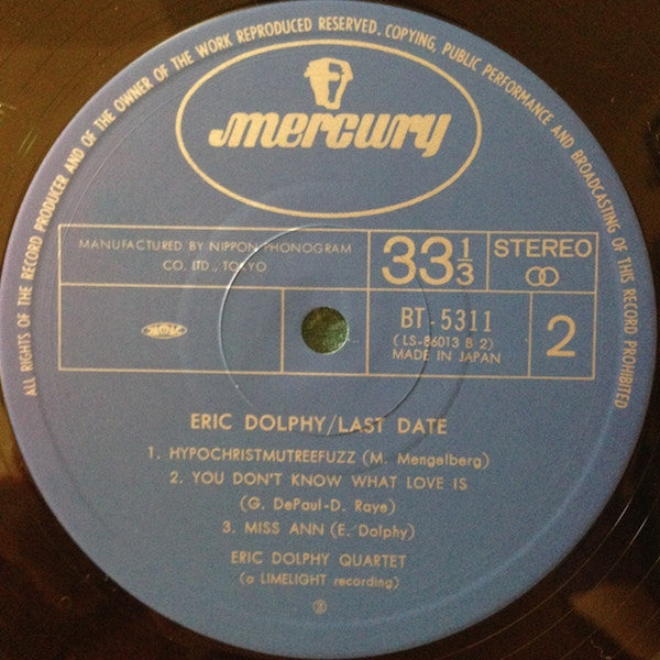 Eric Dolphy : Last Date (LP, Album, RE)