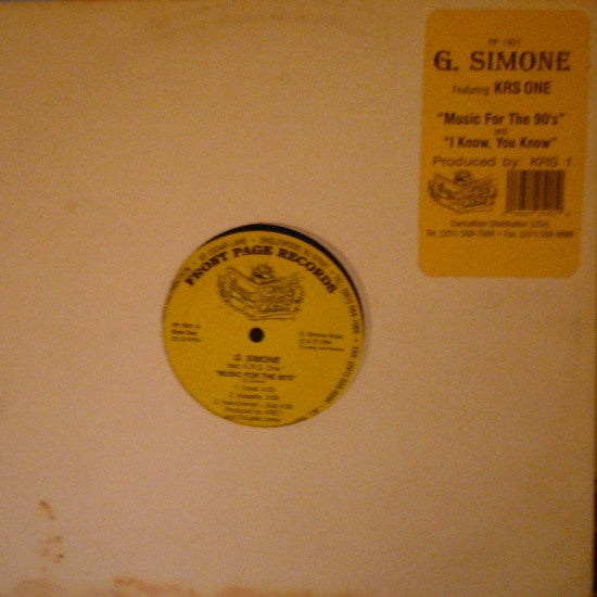 G. Simone : Music For The 90's / I Know, You Know (12")