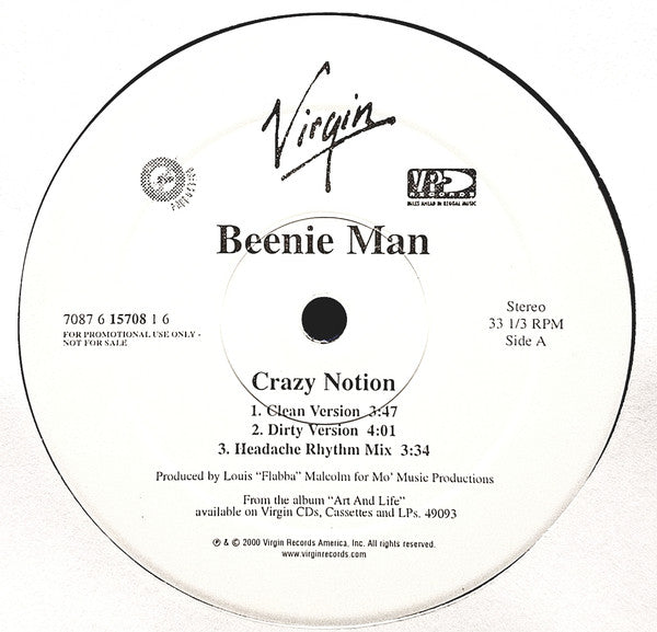 Beenie Man : Crazy Notion (12", Promo)