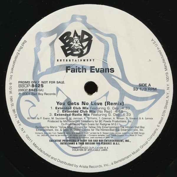 Faith Evans : You Gets No Love (Remix) / I Love You (12", Promo)