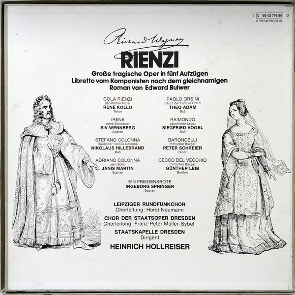 Richard Wagner, René Kollo · Janis Martin · Siv Wennberg, Theo Adam · Nikolaus Hillebrand · Peter Schreier · Leipziger Rundfunk Chor* · Chor Der Staatsoper Dresden, Staatskapelle Dresden, Heinrich Hollreiser : Rienzi (5xLP, Quad + Box)