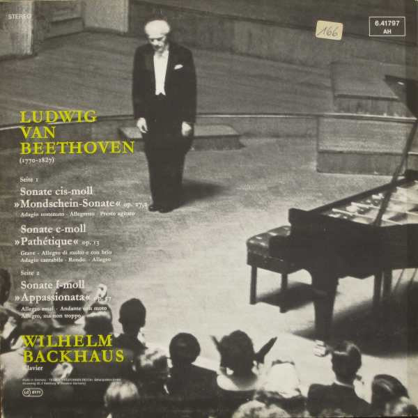 Wilhelm Backhaus / Ludwig Van Beethoven : Mondschein-Sonate / Pathétique / Appassionata (LP, RE)