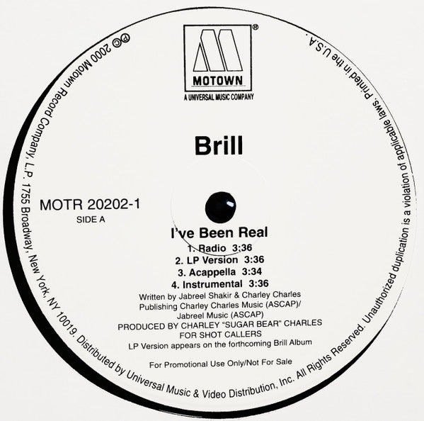 Brill : I've Been Real / Keep It Real W/ Brill (12", Promo)